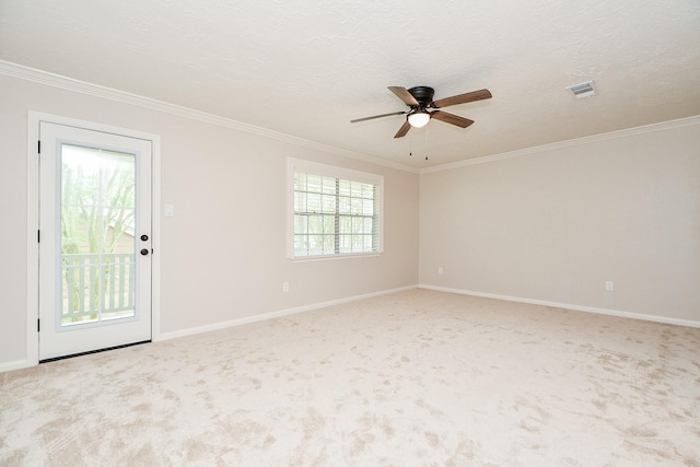 1927 Willowlake Dr, Houston, TX 77077 - spare room with ceiling fan, crown molding, carpet flooring, and baseboards