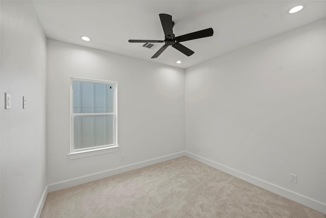 8417 Venus St Unit A B, Houston, TX 77088 - empty room featuring carpet flooring, recessed lighting, a ceiling fan, and baseboards