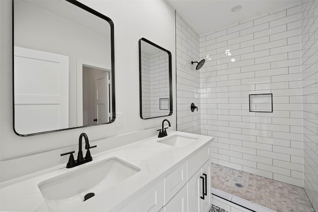 8417 Venus St Unit A B, Houston, TX 77088 - bathroom featuring double vanity and a tile shower