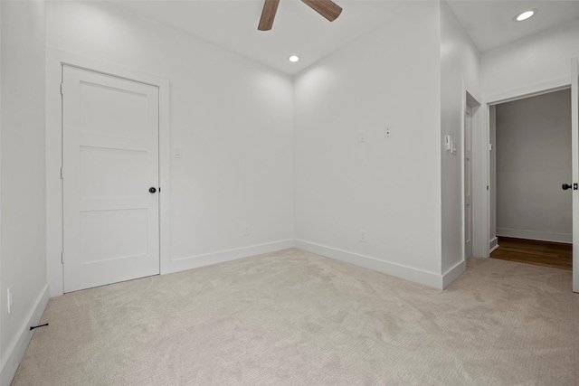 8417 Venus St Unit A B, Houston, TX 77088 - unfurnished room featuring light carpet, ceiling fan, baseboards, and recessed lighting