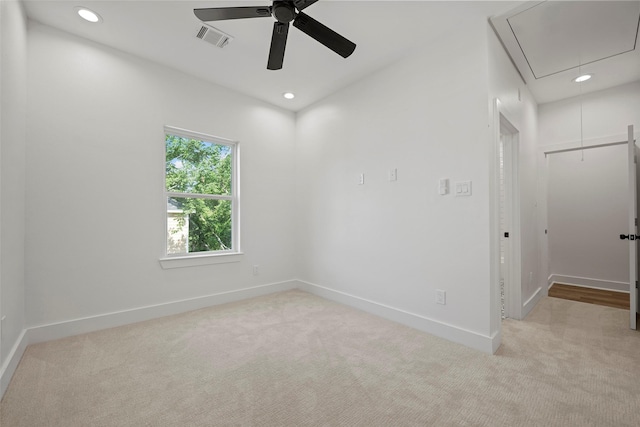 8417 Venus St Unit A B, Houston, TX 77088 - unfurnished room featuring attic access, carpet, recessed lighting, a ceiling fan, and baseboards
