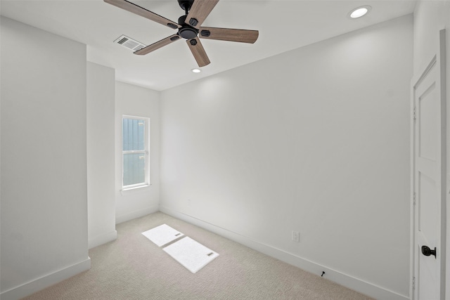 8417 Venus St Unit A B, Houston, TX 77088 - spare room with light colored carpet, ceiling fan, baseboards, and recessed lighting