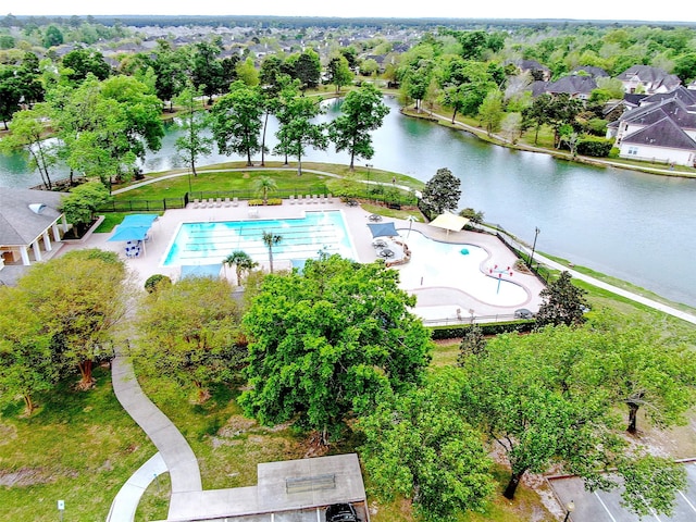 14619 Hampton Green Ln, Houston, TX 77044 - drone / aerial view of a pool and a large body of water