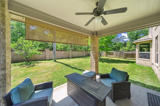14619 Hampton Green Ln, Houston, TX 77044 - view of patio with an outdoor living space and ceiling fan