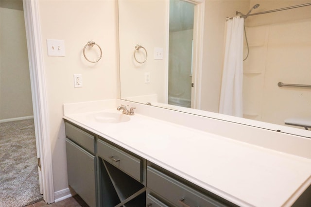 18389 Ten Oaks Ct, Porter, TX 77365 - full bathroom featuring vanity, a shower with shower curtain, and baseboards