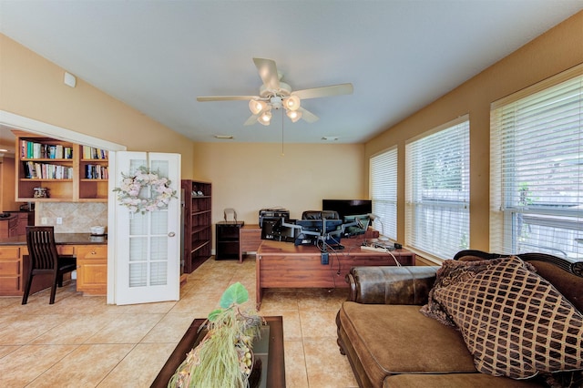 4815 N Pine Brook Way, Houston, TX 77059 - office featuring plenty of natural light, ceiling fan, and light tile patterned floors