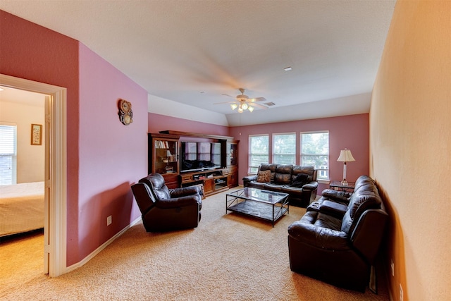 4815 N Pine Brook Way, Houston, TX 77059 - carpeted living room with a ceiling fan and baseboards
