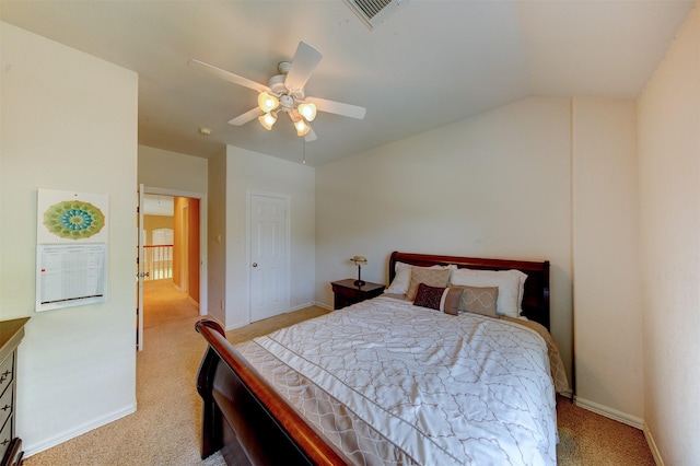 4815 N Pine Brook Way, Houston, TX 77059 - bedroom featuring light carpet, lofted ceiling, and ceiling fan