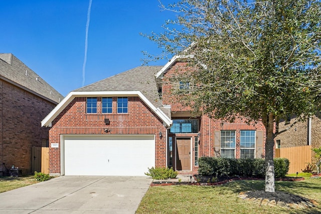 2813 Bottiglia Way, League City, TX 77573 - traditional home featuring brick siding, driveway, a garage, and a shingled roof