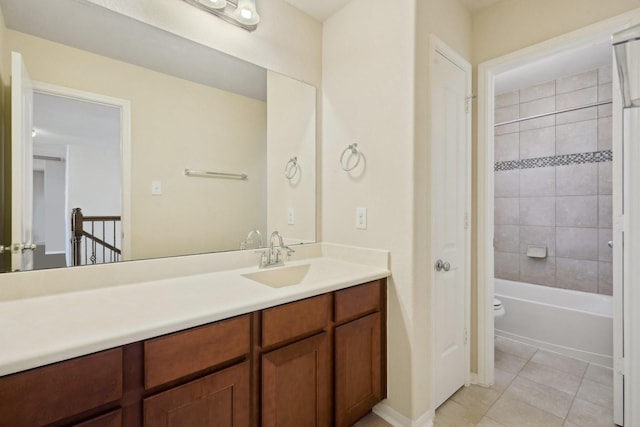 2813 Bottiglia Way, League City, TX 77573 - full bath featuring vanity, tile patterned floors, shower / washtub combination, and baseboards