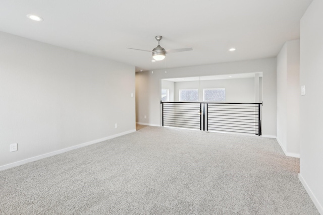 29211 Pikes Peak Dr, Katy, TX 77494 - carpeted spare room with ceiling fan, baseboards, and recessed lighting