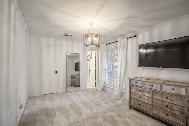 11 Twin Circle Dr, Houston, TX 77042 - bedroom featuring carpet floors, a chandelier, and ornamental molding