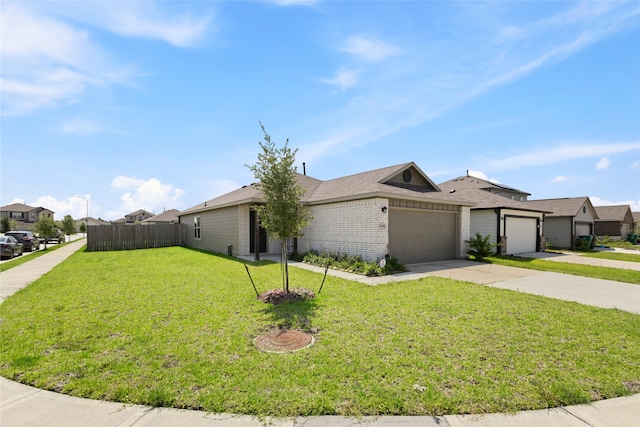 10530 Vinca Minor Ln, Houston, TX 77016 - view of front of home featuring concrete driveway, brick siding, a garage, and a residential view