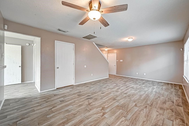 1406 Hade Falls Ln, Houston, TX 77073 - unfurnished living room with light wood-type flooring, a ceiling fan, and baseboards