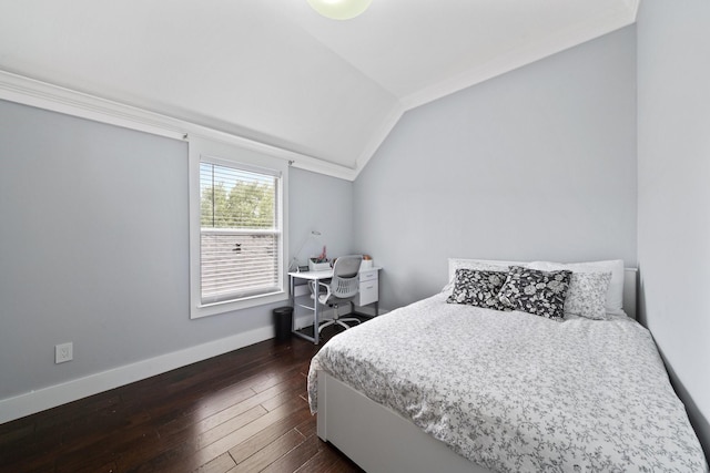 6218 Southcott Ct, Katy, TX 77450 - bedroom with lofted ceiling, crown molding, dark wood finished floors, and baseboards