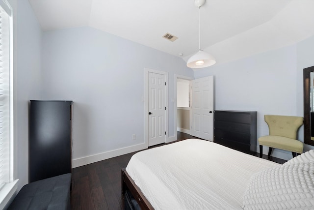 6218 Southcott Ct, Katy, TX 77450 - bedroom with lofted ceiling, dark wood-style flooring, and baseboards