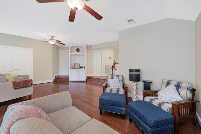 17814 Shady Arbor Way, Spring, TX 77379 - living room featuring ceiling fan, baseboards, and wood finished floors