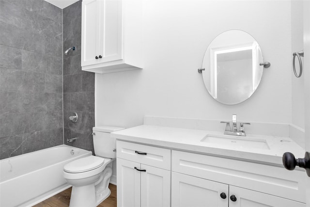 0 Basswood St, Houston, TX 77022 - bathroom with vanity, toilet, bathing tub / shower combination, and wood finished floors