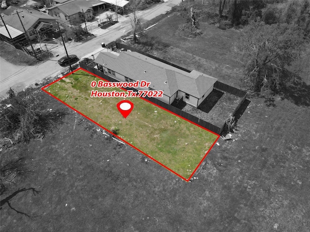 0 Basswood St, Houston, TX 77022 - aerial view of property and surrounding area with property boundaries highlighted