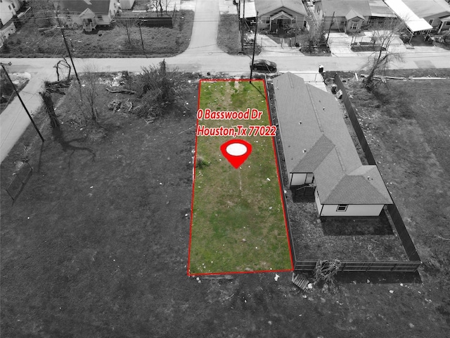 0 Basswood St, Houston, TX 77022 - aerial view of property's location featuring property parcel outlined
