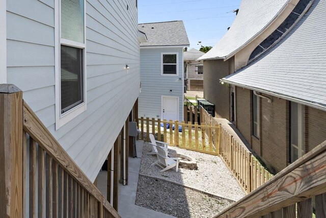 3610 Sealy St, Galveston, TX 77550 - wooden terrace featuring an outdoor fire pit