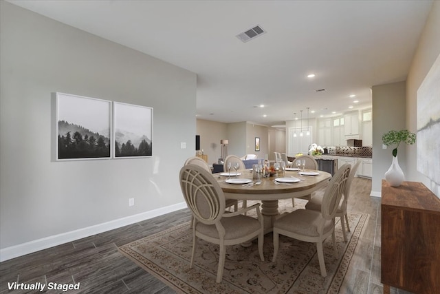 7563 Congress Trail Way, Porter, TX 77365 - dining area featuring dark wood-type flooring, baseboards, and recessed lighting