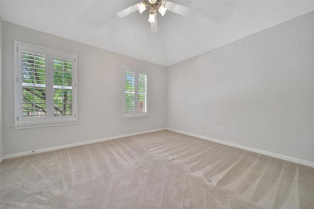 14414 Spanish River Ln, Cypress, TX 77429 - carpeted empty room with baseboards, a ceiling fan, and lofted ceiling