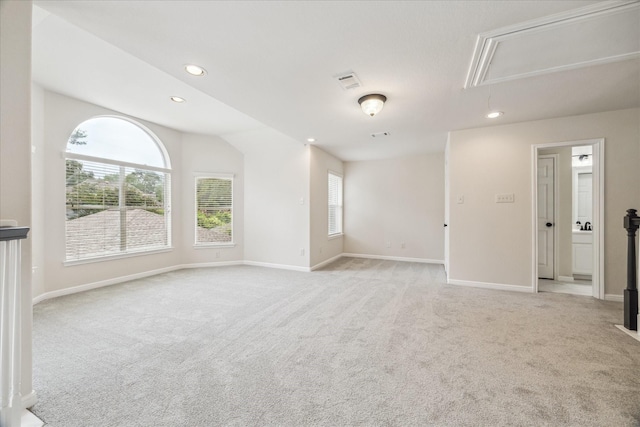 13411 SE Via Chianti Ln, Cypress, TX 77429 - empty room with attic access, light colored carpet, recessed lighting, and baseboards
