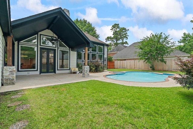 1806 Quiet Country Ct, Houston, TX 77345 - rear view of house with french doors, a chimney, and a patio area