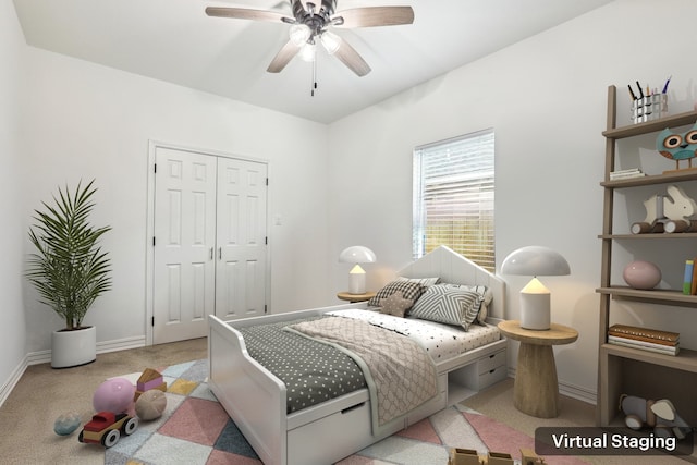 4633 Larkspur St, Houston, TX 77051 - carpeted bedroom with baseboards and a ceiling fan
