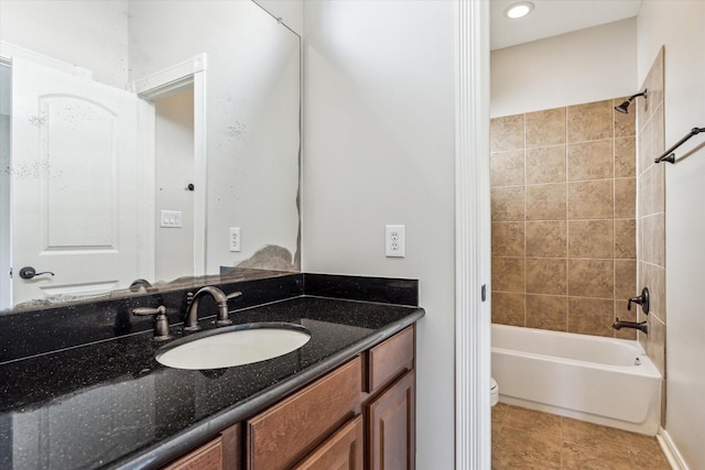 5308 Larkin St Unit B, Houston, TX 77007 - full bath featuring vanity, toilet, shower / bathtub combination, and tile patterned floors