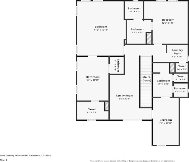 3903 Evening Primrose Dr, Galveston, TX 77554 - room layout