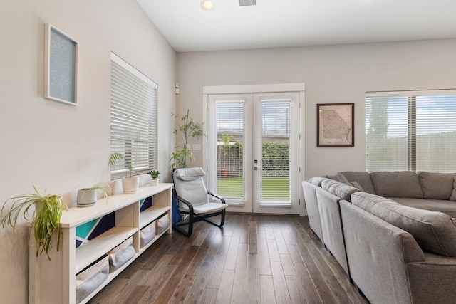 1703 Freeman St, Houston, TX 77009 - living room with french doors and dark wood-style floors