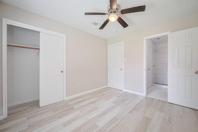 16502 N Glade Dr, Houston, TX 77073 - unfurnished bedroom with light wood-type flooring, a closet, ensuite bathroom, and baseboards