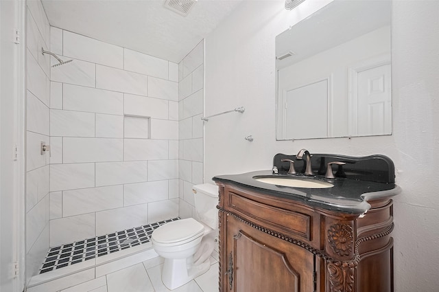 16502 N Glade Dr, Houston, TX 77073 - bathroom featuring a stall shower, vanity, toilet, and tile patterned floors