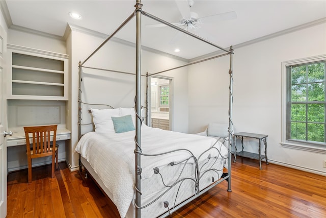 3502 Underwood St, Houston, TX 77025 - bedroom with ornamental molding, hardwood / wood-style floors, recessed lighting, and ensuite bathroom