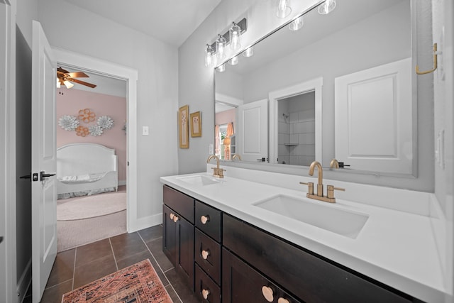 30 Burgess Bend Way, The Woodlands, TX 77389 - full bathroom featuring double vanity, tile patterned floors, and baseboards