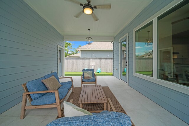 30 Burgess Bend Way, The Woodlands, TX 77389 - view of patio with ceiling fan and outdoor lounge area