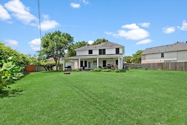 8731 Majesticbrook Dr, Houston, TX 77095 - back of house with an outdoor fire pit, a patio, and cooling unit