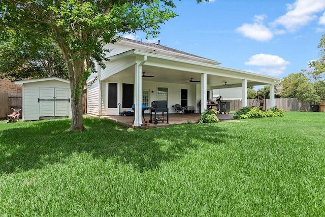 8731 Majesticbrook Dr, Houston, TX 77095 - rear view of property with a ceiling fan and a patio
