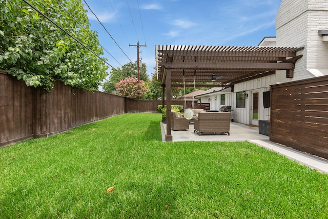 2502 Briarbrook Dr, Houston, TX 77042 - view of yard with outdoor lounge area, a pergola, and a patio area