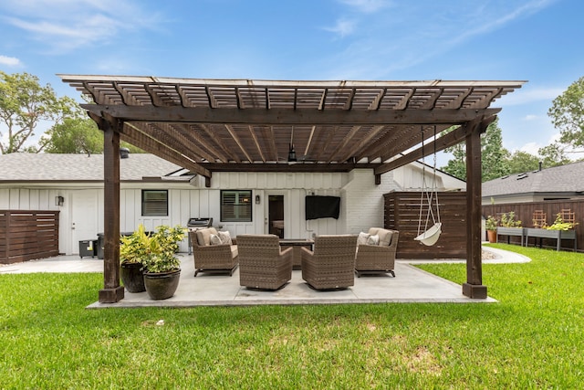 2502 Briarbrook Dr, Houston, TX 77042 - view of patio / terrace with an outdoor living space and a pergola