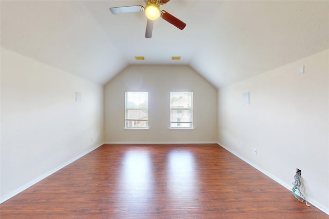 3606 Kilgore Ct, Manvel, TX 77578 - spare room with wood finished floors, a ceiling fan, lofted ceiling, and baseboards