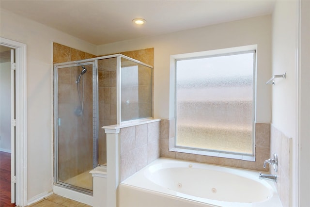 3606 Kilgore Ct, Manvel, TX 77578 - bathroom with a shower stall, a jetted tub, and recessed lighting