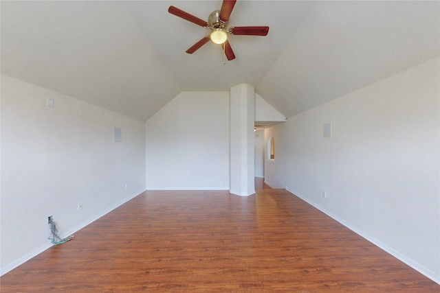 3606 Kilgore Ct, Manvel, TX 77578 - additional living space with a ceiling fan, wood finished floors, vaulted ceiling, and baseboards