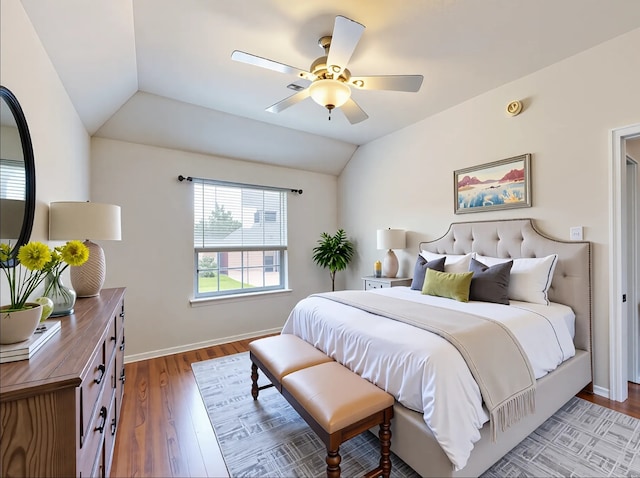 3606 Kilgore Ct, Manvel, TX 77578 - bedroom with vaulted ceiling, wood finished floors, baseboards, and ceiling fan