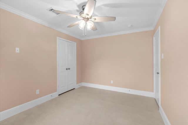 8423 Holiday Ln, Houston, TX 77075 - spare room with ceiling fan, crown molding, and baseboards