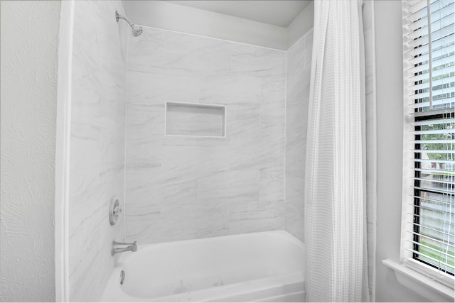 16202 Elm Point Ct, Houston, TX 77095 - full bathroom featuring shower / bath combo with shower curtain