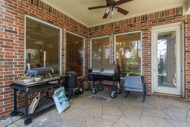 3011 Bonnebridge Way Blvd, Houston, TX 77082 - view of patio / terrace featuring a ceiling fan and area for grilling