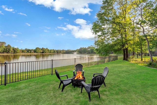 3806 W Benders Landing Blvd, Spring, TX 77386 - view of yard featuring a fire pit and a water view